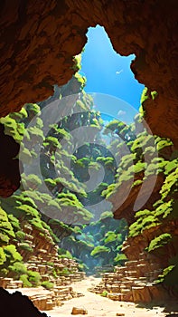 Beautiful mountains cliff nature landscape illustration ai generated