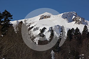 Beautiful mountains covered with snow. Sunny day