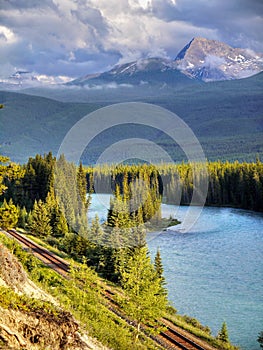 Canada, Banff National Park, Mountains Lake Scene