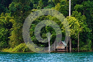 Beautiful mountains lake river sky and natural attractions in Ratchaprapha Dam at Khao Sok National Park, Surat Thani Province, Th