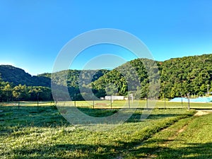 Beautiful mountains in the Maya sports complex, El Bosque neighborhood, Santa Elena Peten, Guatemala. natural concept