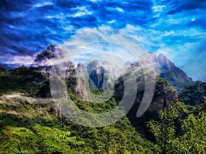 Beautiful mountains and miracle clouds