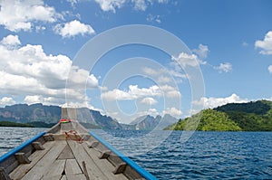 Beautiful mountains and river natural attractions in Ratchaprapha Dam at Khao Sok National Park, Surat Thani Province, Thailand