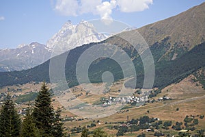 Beautiful mountains of Svaneti, Georgia. Ancient architecture. photo