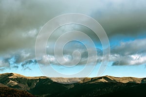 Beautiful mountains under cloudy sky