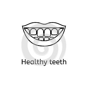 Beautiful Mouth, Smile And Teeth. Thin line icon isolated on white background.