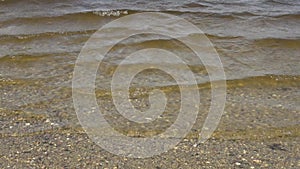 Beautiful moving water surface at a baltic sea beach with sunlight caustics