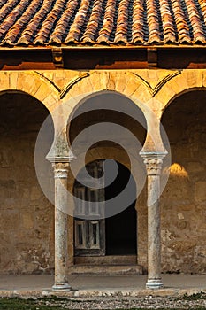 Beautiful mozarabic archs in church entrance