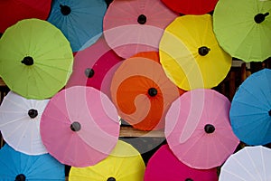 Beautiful mulberry paper umbrellas in many colors