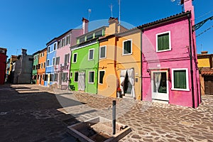 Beautiful Multi colored houses in Burano Island - Venice Lagoon Veneto Italy