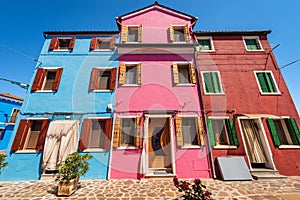 Beautiful Multi Colored Houses in Burano Island - Venice Lagoon Veneto Italy
