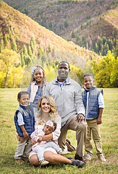 Beautiful Multi Ethnic Family Portrait Outdoors