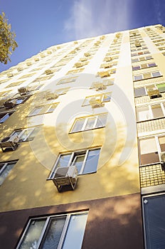 A beautiful multi-storey house , elements of a modern new residential building. Vertical photography