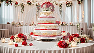 delicious multi-tiered wedding cake, flowers bridal dessert food ceremony sugar