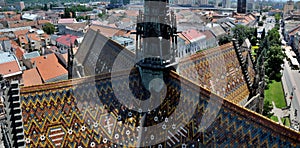 Beautiful multicolor roof of Cathedral St. Elizabeth. photo