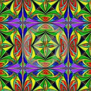 Beautiful multicolored fantasy pattern. You can use it for stained-glass window, tile, mosaic, ceramic, notebook covers, phone