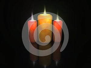 Beautiful multicolored glowing candles.3d rendering illustration