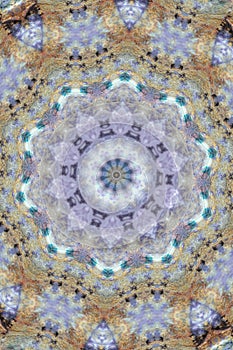 Beautiful multicolored kaleidoscopic pattern. Purple and golden