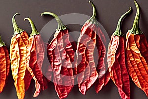 Beautiful multicolored and red hanging peppers for making hot sauces