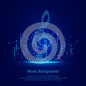 The beautiful music note white color on the blue background