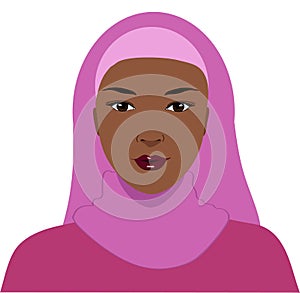 Beautiful Muslim girl wearing veil, illustration