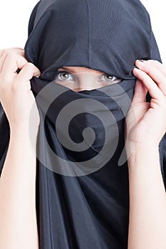 Beautiful muslim woman wearing burka