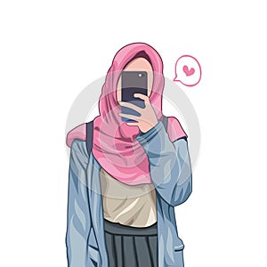Beautiful muslim women hijab illustration vector