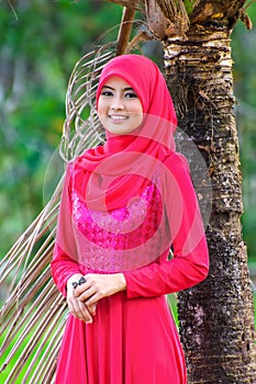 Beautiful muslimah lady wear blouse and hijab