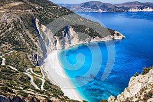 The beautiful Myrtos beach on the island of Kefalonia