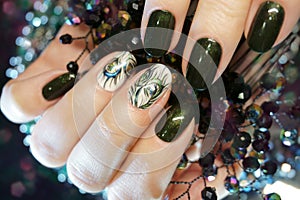 Beautiful Nail Atr Manicure. Nail designs with decoration.