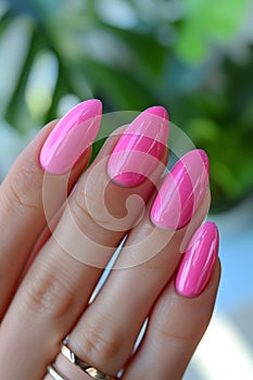 Beautiful nails with a manicure with nail polish