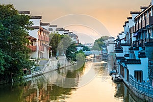 Beautiful nanjing qinhuai river in sunset