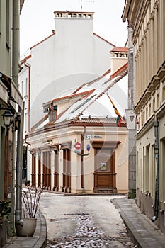 Beautiful narrow street of Vilnius Old Town