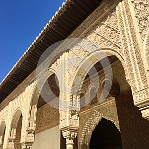 Beautiful Nasrid Palace architecture at the Alhambra Granada Spain