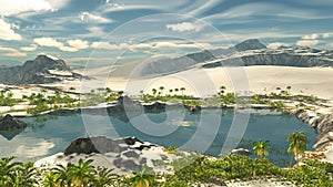 Beautiful natural background -African oasis 3d rendering