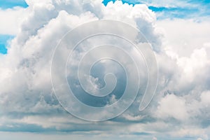 Beautiful natural cloudscape and sky. Aerial view from airplane window