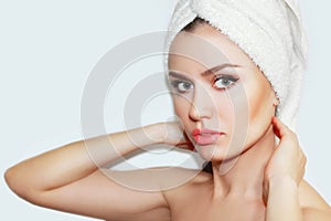 Beautiful natural girl woman after cosmetic procedures. Cosmetology