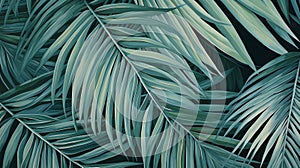 Beautiful natural green background with palm leaves