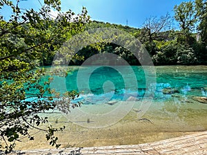 Beautiful natural pool on the river Nera in Umbria region Italy