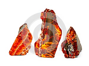 beautiful natural stones with crystals on white background