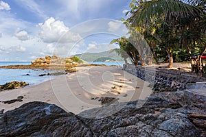 Beautiful nature of the Andaman Sea and white sand beach in the morning at Patong Beach, Phuket Island, Thailand