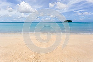 Beautiful nature of the Andaman Sea and white sand beach in the morning at Patong Beach, Phuket Island, Thailand