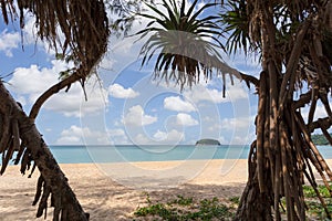 Beautiful nature of the Andaman Sea and white sand beach in the morning at Patong Beach, Phuket Island, Thailand