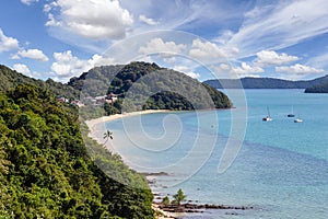 Beautiful nature of the Andaman Sea and the white sand beach at Patong Beach, Phuket Island, Thailand