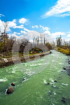 The beautiful nature with field and river