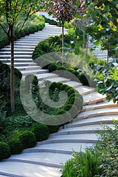 Beautiful nature garden in calssical and modern hitech style