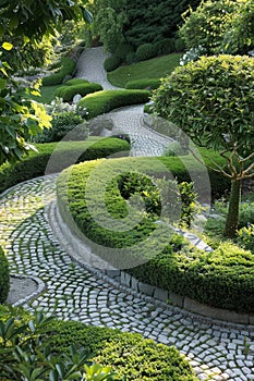 Beautiful nature garden in calssical and modern hitech style