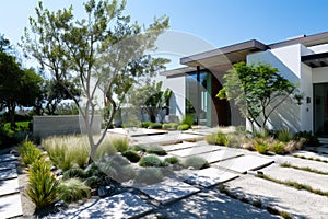 Beautiful nature garden in calssical and modern hitech style