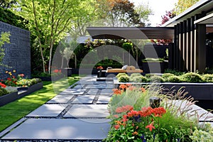 Beautiful nature garden in calssical and modern hitech style
