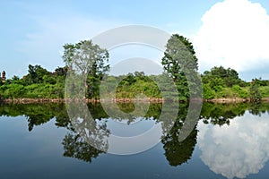 Beautiful nature landscape, lake water and reflection, India